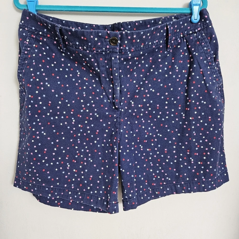Talbots Women's Relaxed Chino Shorts Navy Mini Stars Size 14 - Picture 3 of 11